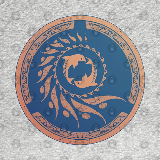 Twin Dolphin Nautilus Tribal by NicGrayTees